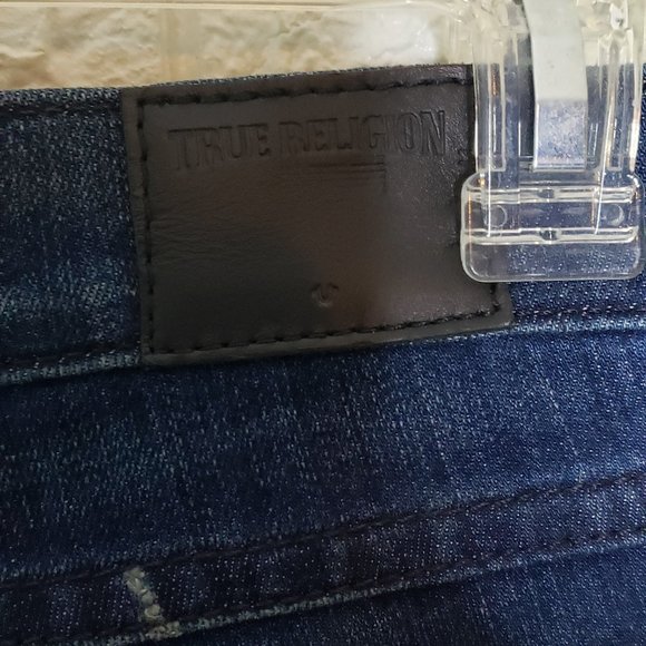 LIKE NEW TRUE RELIGION BECCA MID RISE BOOT CUT DARK BLUE WASH DENIM JEANS - Picture 6 of 7